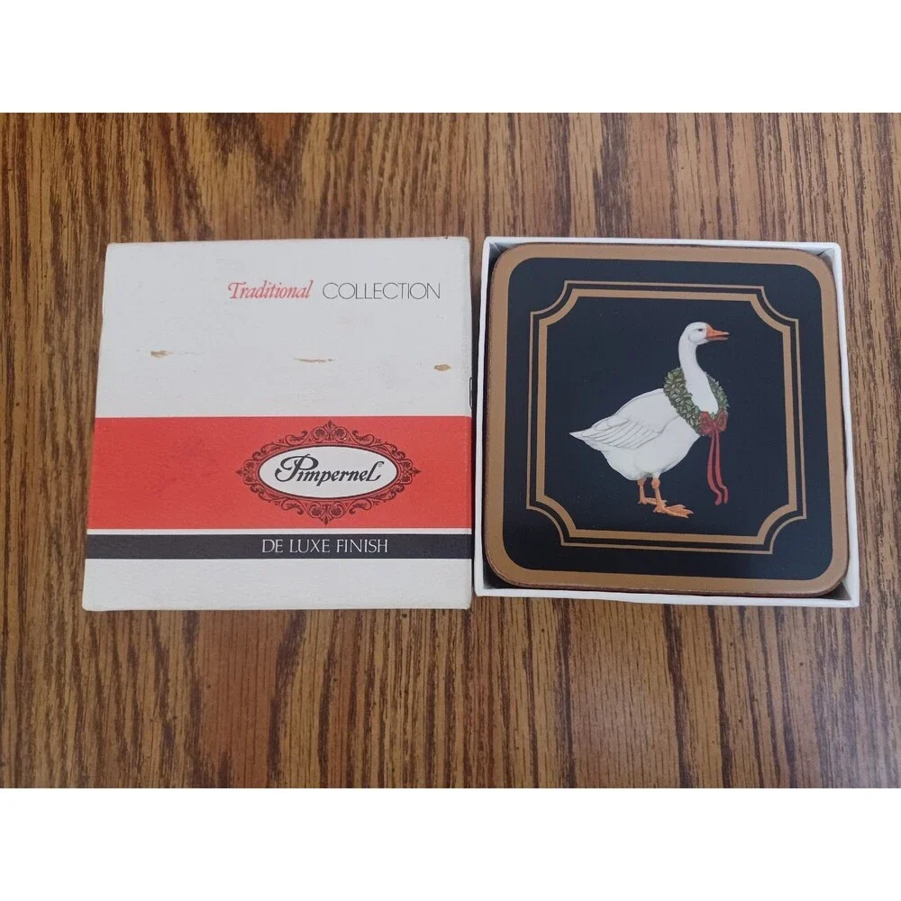 6 Pimpernel Christmas Goose Coasters English England Beer Mats In Original Box